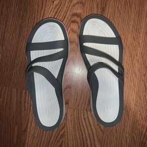 Gray Croc Sandals